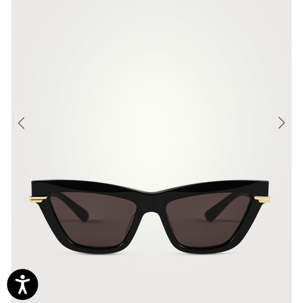 Bottega Veneta Black Cat-Eye Sunglasses with Gold Accents